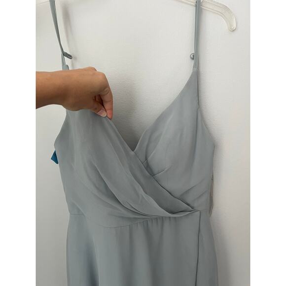 Azazie Davis Dolphin Grey A-Line V-Neck Chiffon Bridesmaid Dress Size A8 - Picture 5 of 12